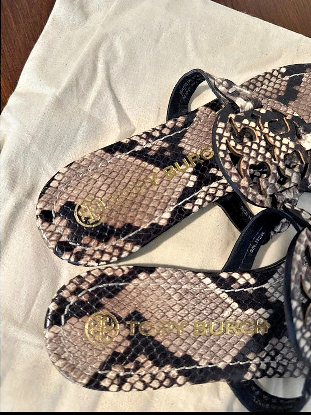 Tory Burch Miller Snake Print Sandals size 8.5 - Picture 2 of 3